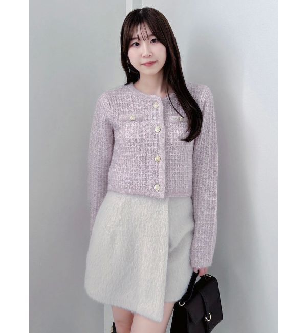 dazzlin「ツイードライクショートニットジャケット」|カーディガン|