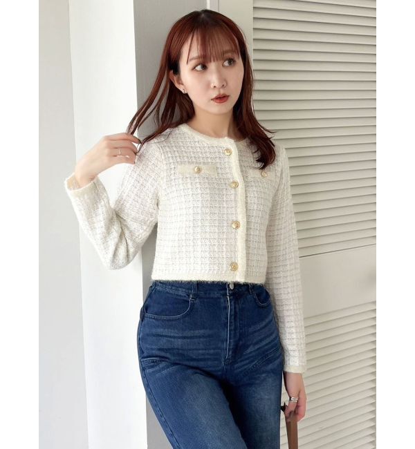 dazzlin「ツイードライクショートニットジャケット」|カーディガン|
