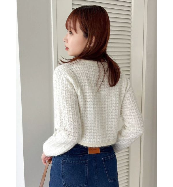 dazzlin「ツイードライクショートニットジャケット」|カーディガン|