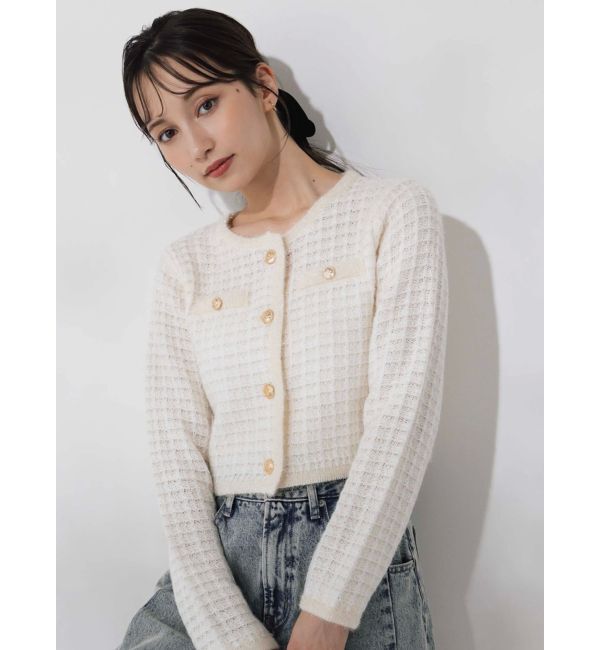 dazzlin「ツイードライクショートニットジャケット」|カーディガン|