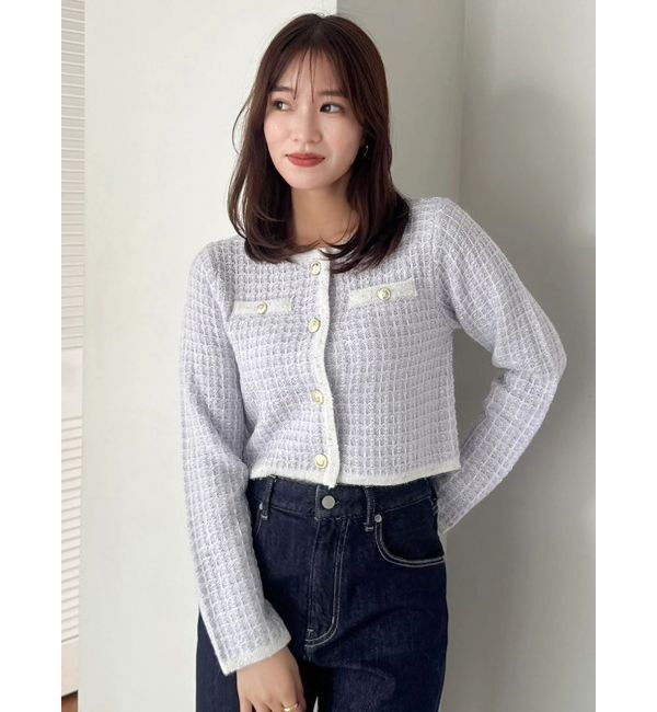 dazzlin「ツイードライクショートニットジャケット」|カーディガン|