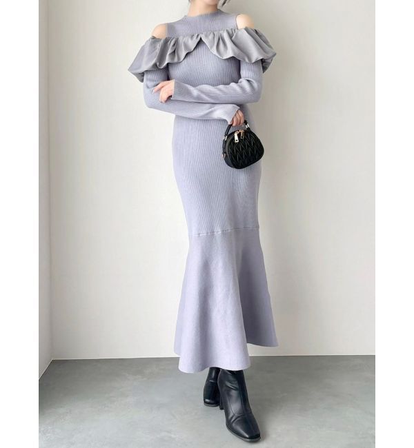 dazzlin「ドッキングバルーンネックニットワンピース」|ワンピース|ブルー