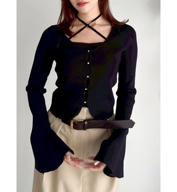 dazzlin「【20周年記念復刻！】カーデタイトトップス」|ニット・セーター|ブラック