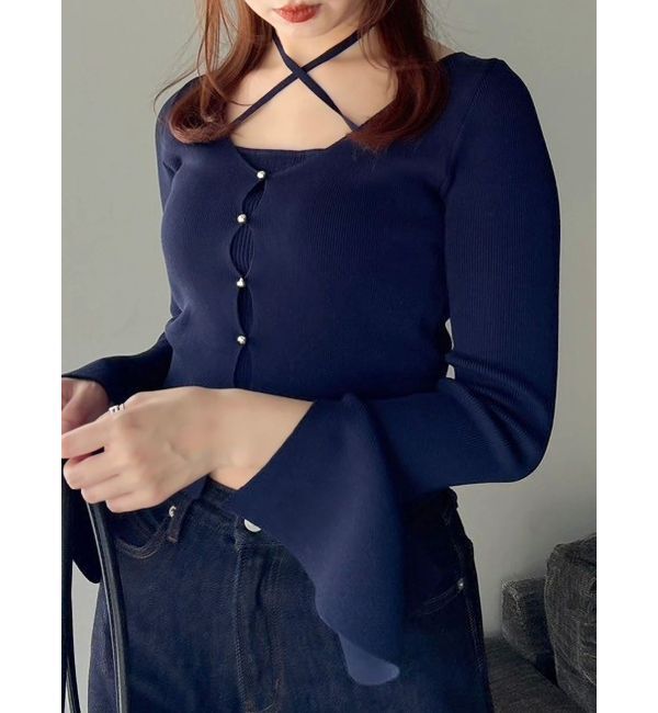 dazzlin「【20周年記念復刻！】カーデタイトトップス」|ニット・セーター|ネイビー