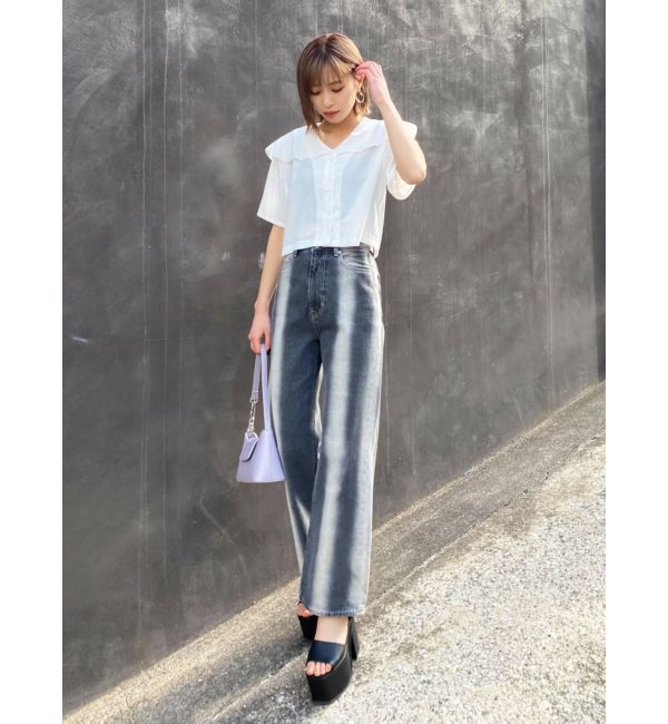 EMODA「ストライプカラールーズジーンズ」|デニム|