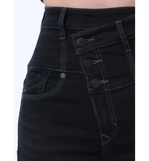 EMODA「アシンメトリーマークハイウエストパギンス」|デニム|