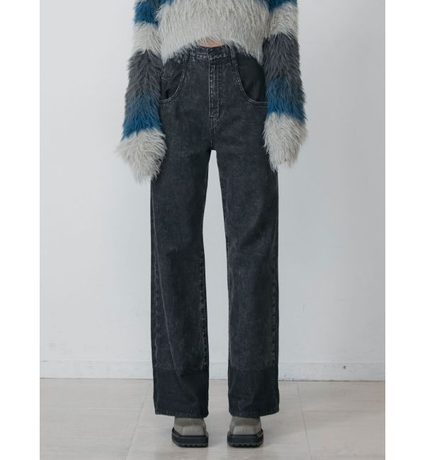 EMODA「2トーンルーズハイウエストジーンズ」|デニム|ブラック