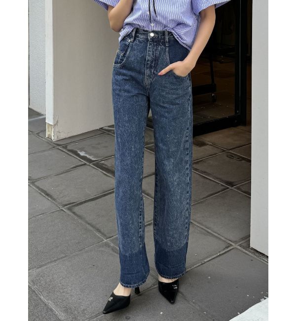 EMODA「2トーンルーズハイウエストジーンズ」|デニム|