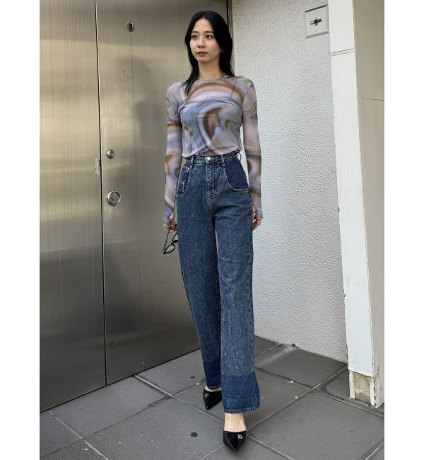 EMODA「2トーンルーズハイウエストジーンズ」|デニム|
