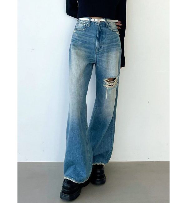 EMODA「ポイントクラッシュワイドジーンズ」|デニム|