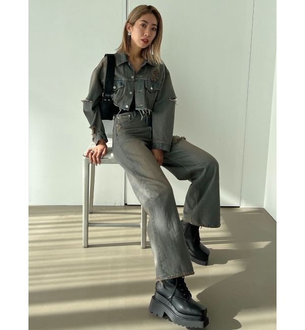 EMODA「ポイントクラッシュワイドジーンズ」|デニム|