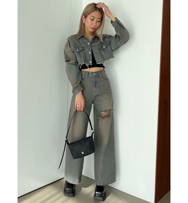 EMODA「ポイントクラッシュワイドジーンズ」|デニム|