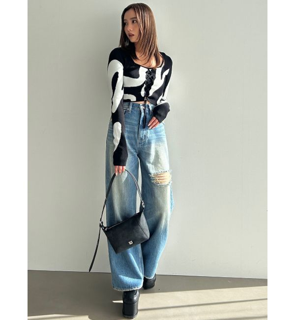 EMODA「ポイントクラッシュワイドジーンズ」|デニム|