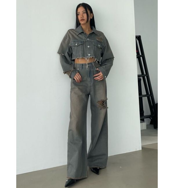 EMODA「ポイントクラッシュワイドジーンズ」|デニム|