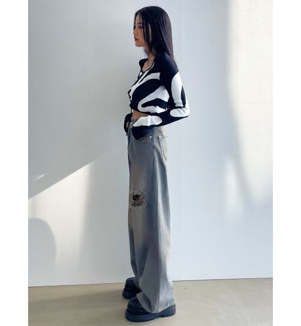 EMODA「ポイントクラッシュワイドジーンズ」|デニム|