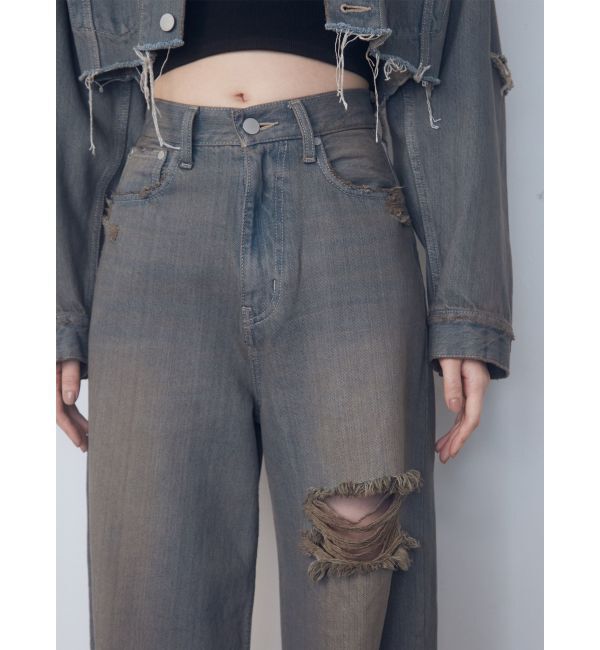 EMODA「ポイントクラッシュワイドジーンズ」|デニム|