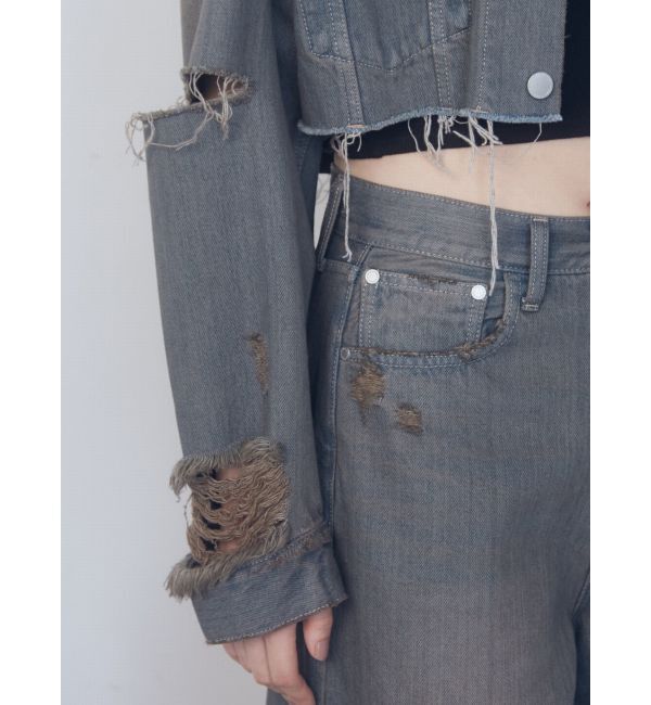 EMODA「ポイントクラッシュワイドジーンズ」|デニム|