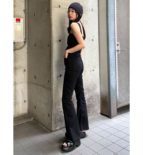 EMODA「デニムフレアジップサロペット」|オールインワン|