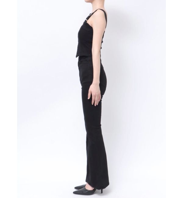 EMODA「デニムフレアジップサロペット」|オールインワン|