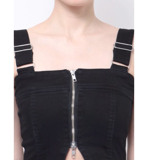 EMODA「デニムフレアジップサロペット」|オールインワン|