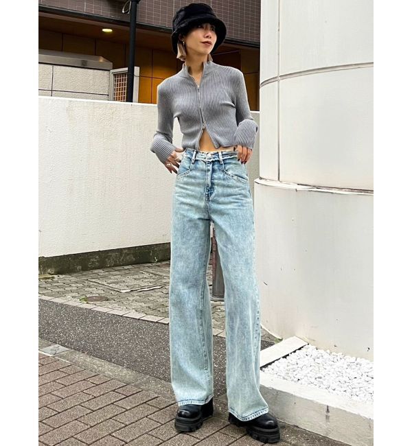 EMODA「ベルトフリンジジャストウエストジーンズ」|デニム|