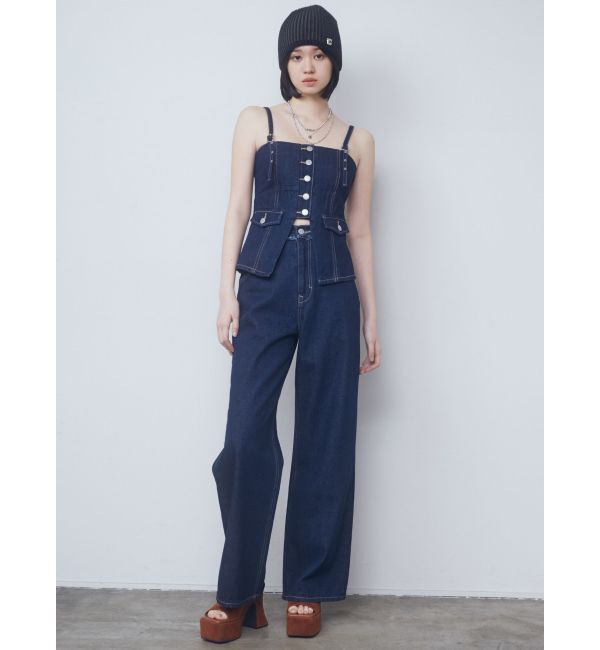 EMODA「ベルトフリンジジャストウエストジーンズ」|デニム|