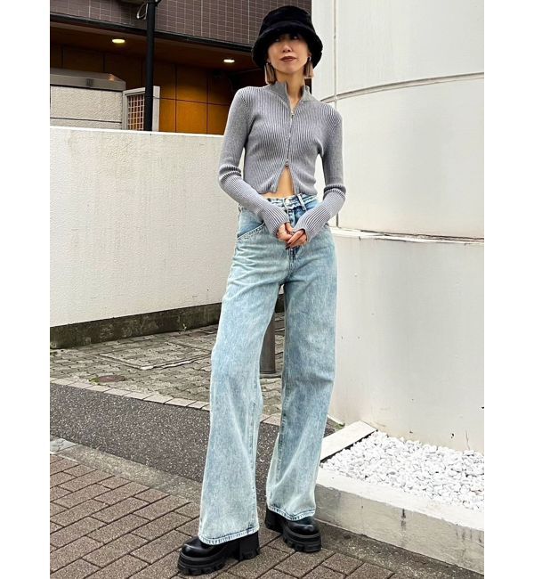 EMODA「ベルトフリンジジャストウエストジーンズ」|デニム|