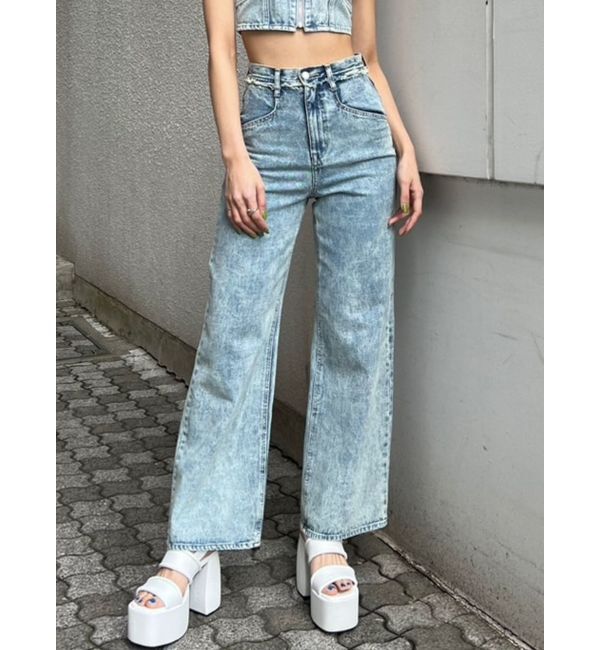 EMODA「ベルトフリンジジャストウエストジーンズ」|デニム|