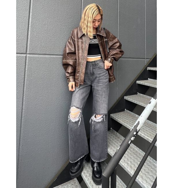 EMODA「リップドワイドジーンンズ」|デニム|