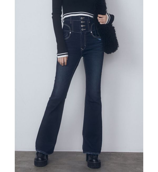 EMODA「スーパーハイウエストフレアパギンス」|デニム|