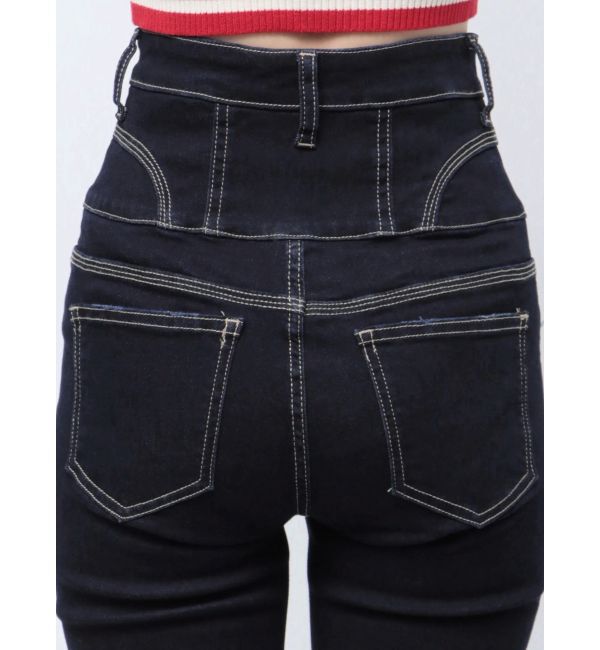 EMODA「スーパーハイウエストフレアパギンス」|デニム|