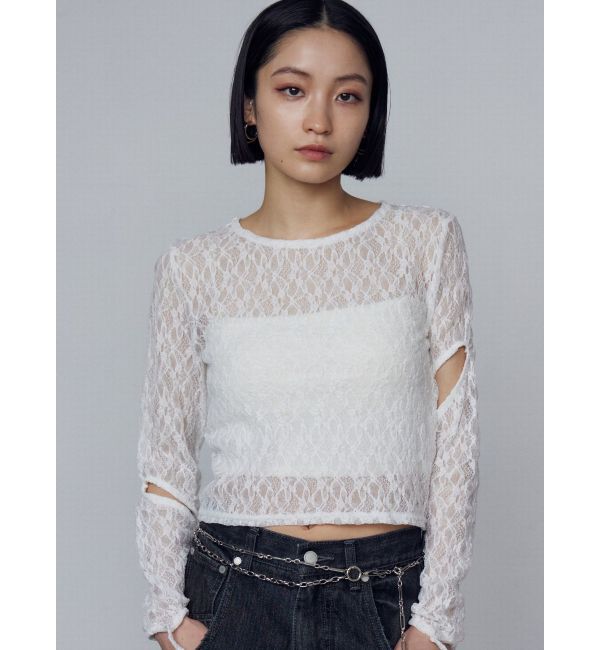EMODA「レースハングカットトップ」|Tシャツ・カットソー|ホワイト
