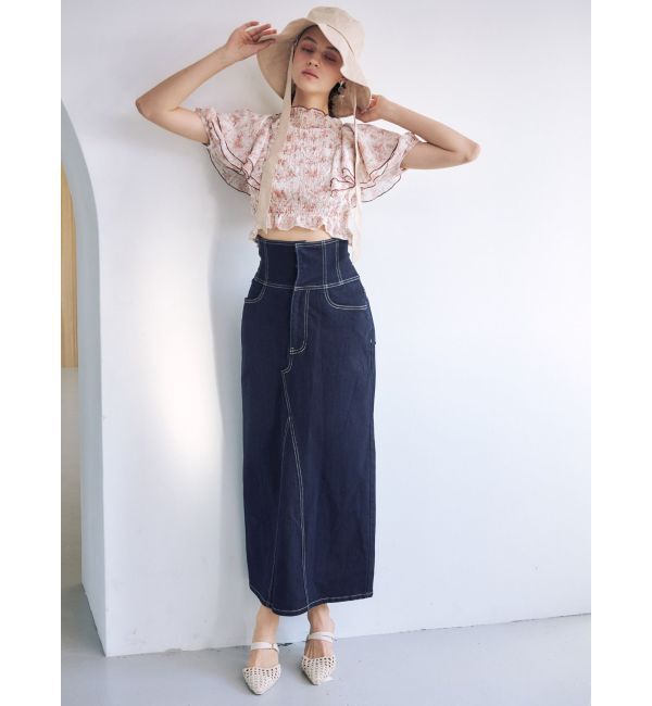 MERCURYDUO「デニムコルセットバックスリットロングスカート」|スカート|