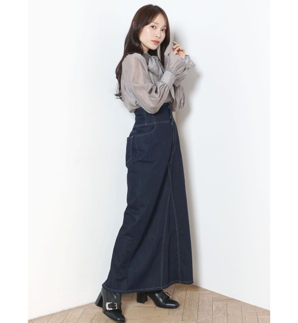 MERCURYDUO「デニムコルセットバックスリットロングスカート」|スカート|