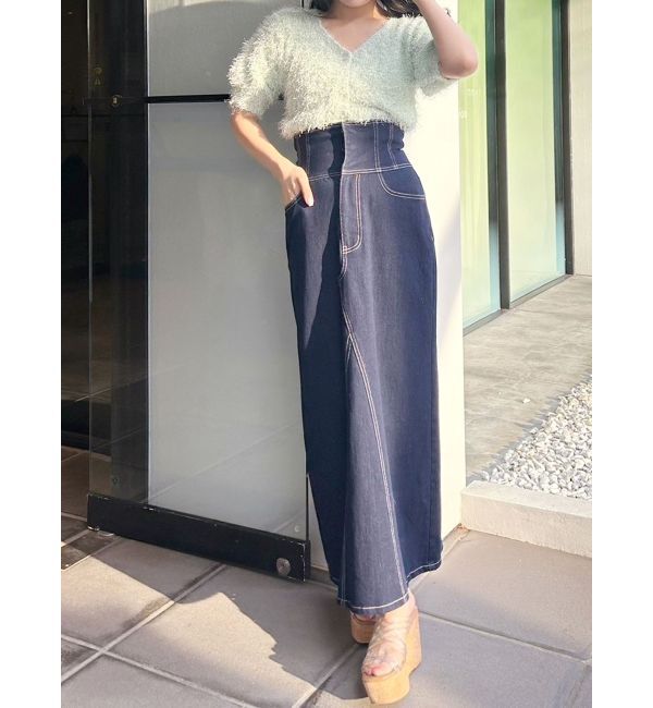 MERCURYDUO「デニムコルセットバックスリットロングスカート」|スカート|