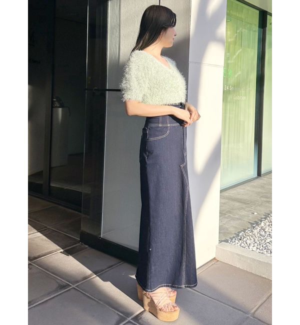 MERCURYDUO「デニムコルセットバックスリットロングスカート」|スカート|