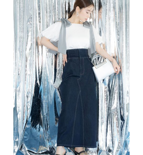 MERCURYDUO「デニムコルセットバックスリットロングスカート」|スカート|