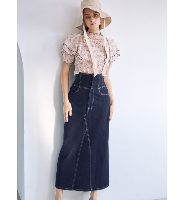 MERCURYDUO「デニムコルセットバックスリットロングスカート」|スカート|