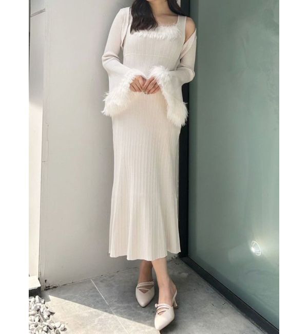 MERCURYDUO「ファーボレロセットワンピース」|ワンピース|アイボリー