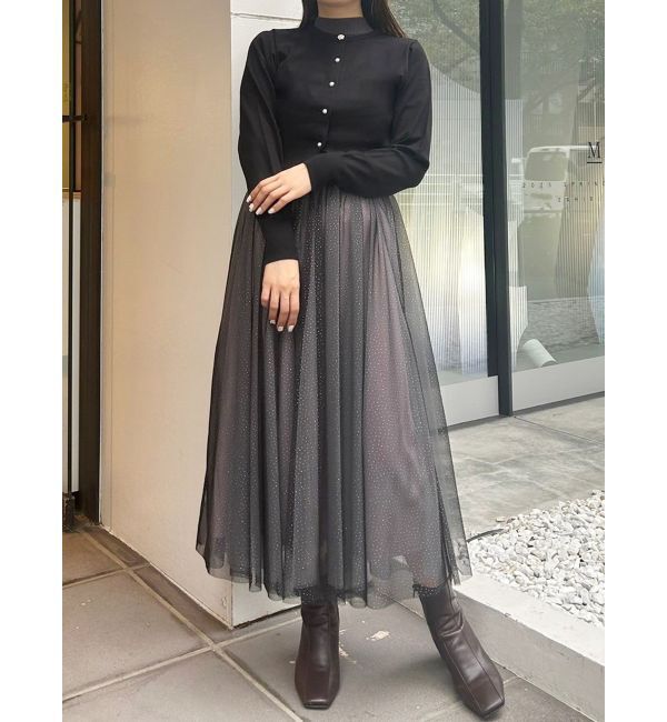 MERCURYDUO「ビジューボタンニットカーディガン」|カーディガン|