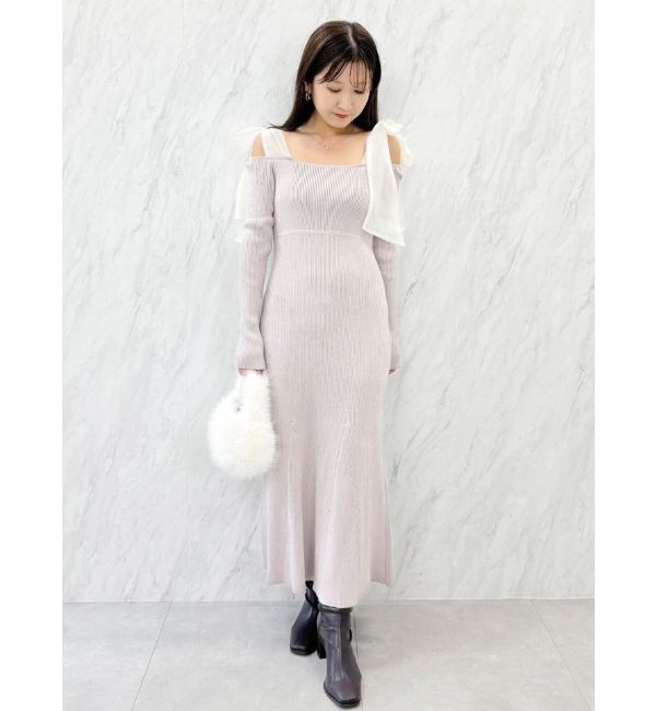 MERCURYDUO「ショルダーリボンニットワンピース」|ワンピース|