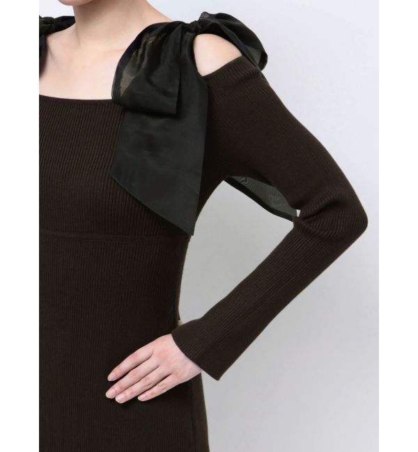 MERCURYDUO「ショルダーリボンニットワンピース」|ワンピース|