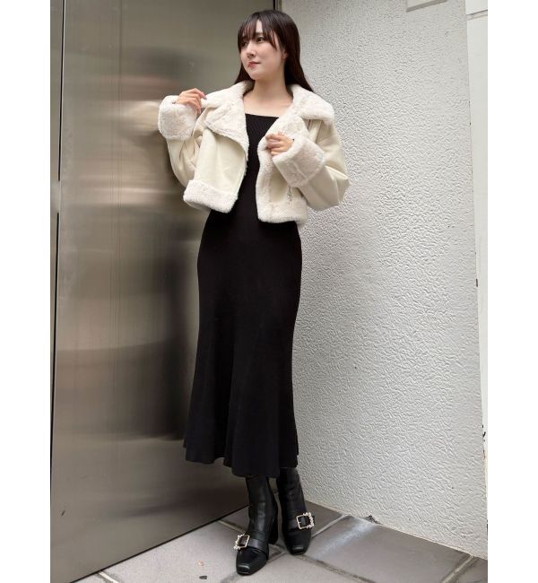 MERCURYDUO「ショルダーリボンニットワンピース」|ワンピース|