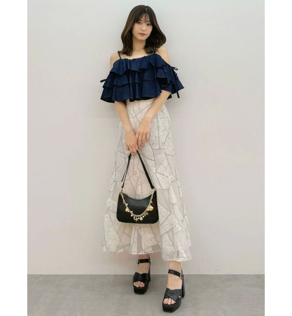 MERCURYDUO「ジオメトリックオパールフレアスカート」|スカート|