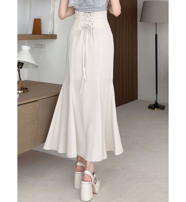 MERCURYDUO「バックレースアップストレッチマーメイドスカート」|スカート|アイボリー