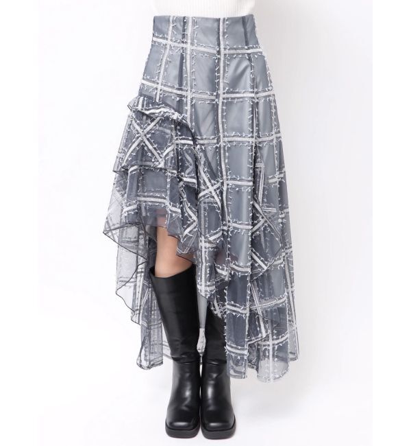 MERCURYDUO「アシメヘムラッフルフレアスカート」|スカート|