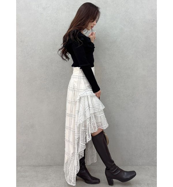 MERCURYDUO「アシメヘムラッフルフレアスカート」|スカート|
