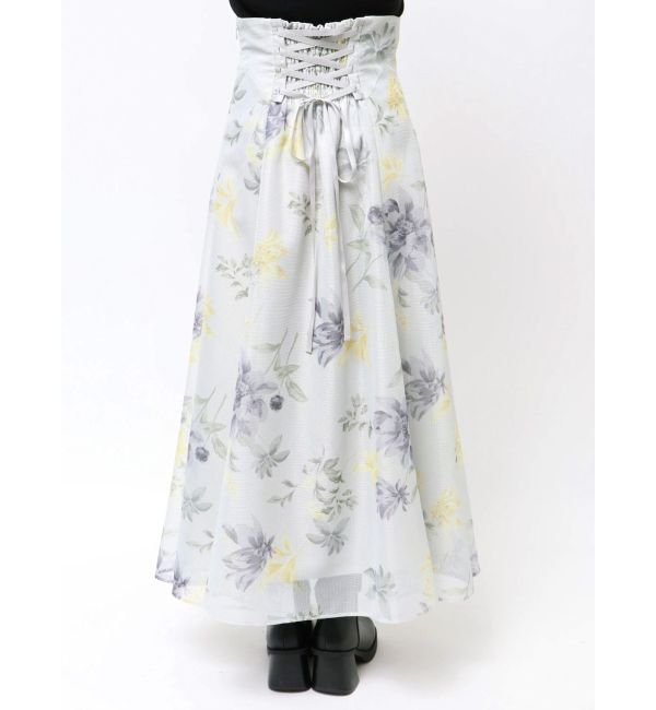 MERCURYDUO「花柄バックレースアップフレアスカート」|スカート|