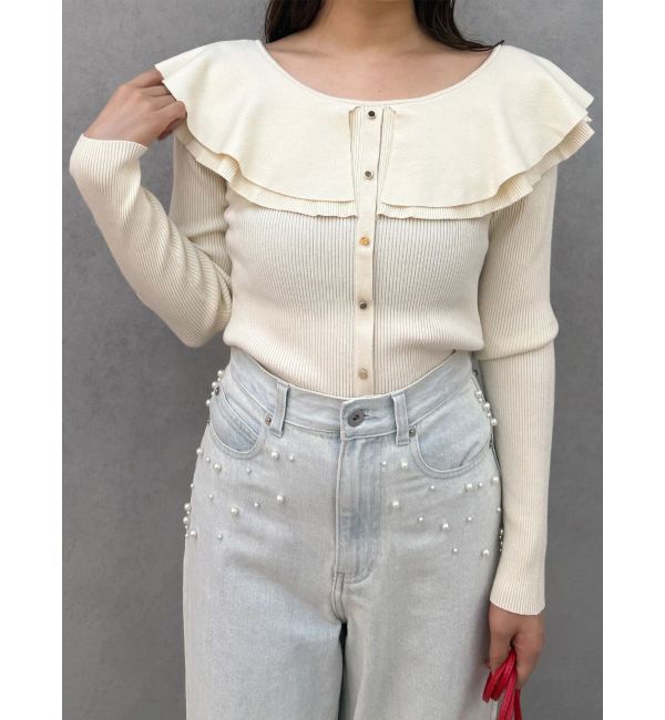 MERCURYDUO「編み変化ラッフルコンパクト」|ニット・セーター|