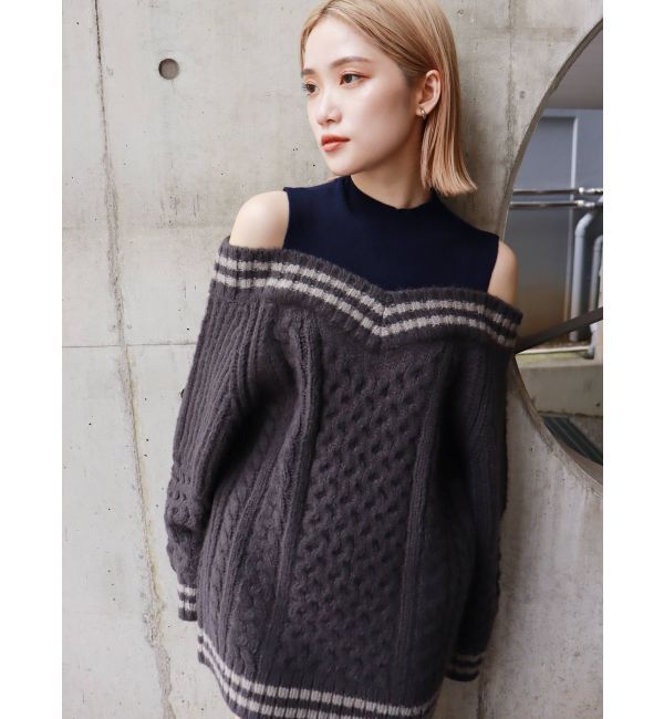 MURUA「ルーズオフショルダーニットワンピース」|ワンピース|グレー